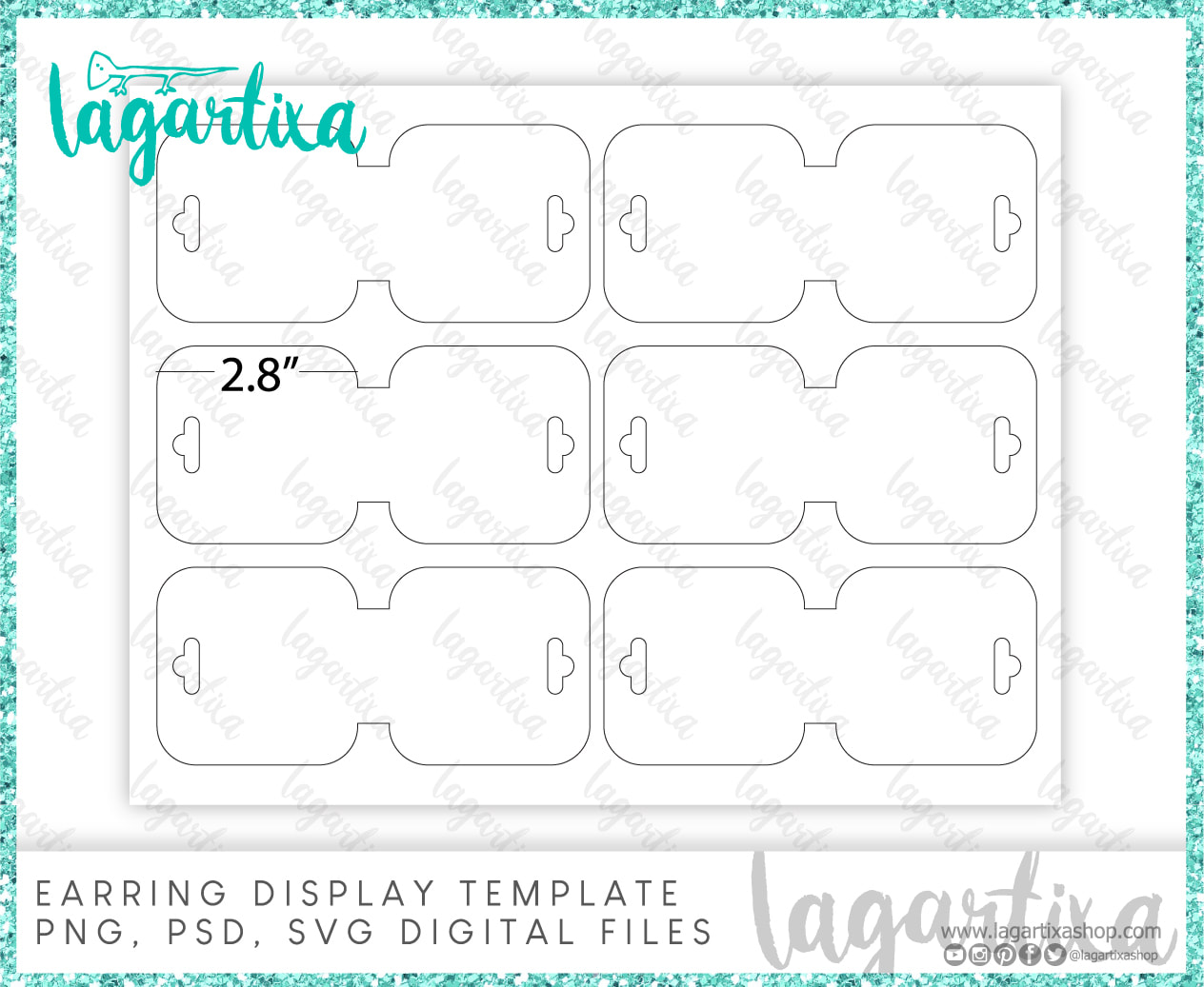 Earring Display Template formats PNG, PSD, Ai, SVG Ready to create your own design and sell your own products, design your labels / Molde Plantilla Template Para etiquetas de Aretes Hecho